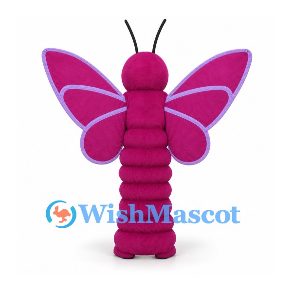 Butterfly Mascot Costume in Magenta with Large Patterned Wings