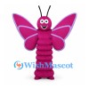 Butterfly Mascot Costume in Magenta with Large Patterned Wings