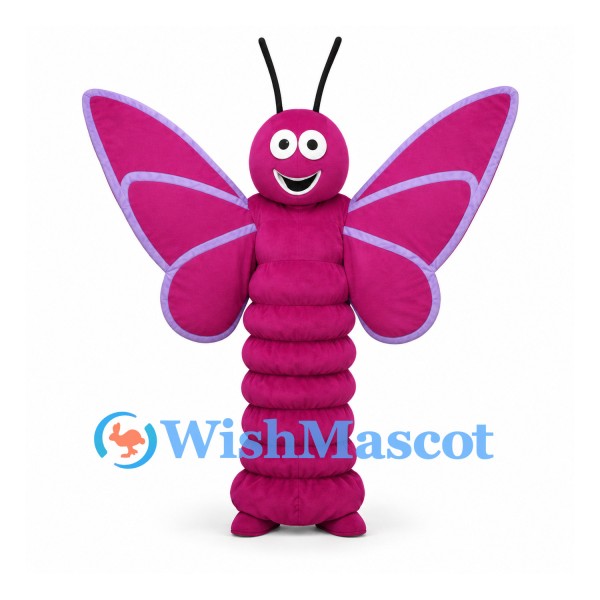 Butterfly Mascot Costume in Magenta with Large Patterned Wings