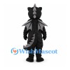 Dragon Mascot Costume in Black with Gray Wings and Spiked Tail