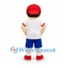 Boy Mascot Costume with Red Cap and Blue Shorts