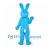 Rabbit Mascot Costume in Blue with White Belly and Red Nose