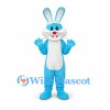 Rabbit Mascot Costume in Blue with White Belly and Red Nose