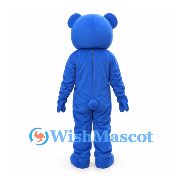 Bear Mascot Costume in Royal Blue with Red Bow Tie