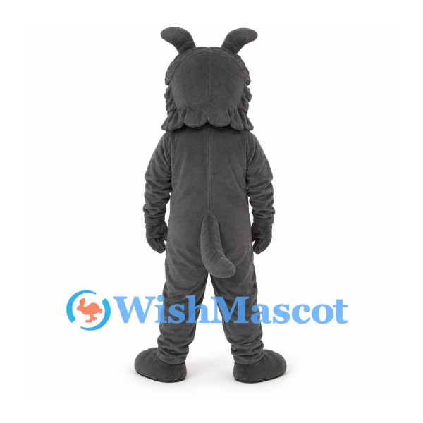 Werewolf Mascot Costume in Dark Gray with Red Nose and Fangs