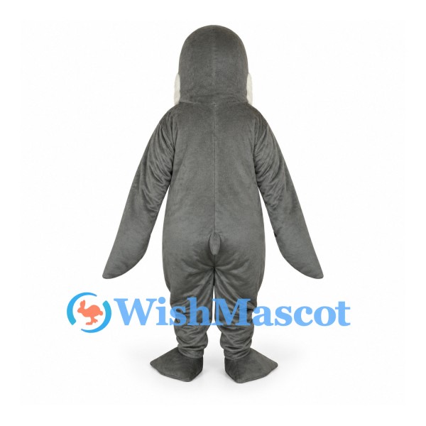 Walrus Mascot Costume in Gray with White Muzzle and Long Tusks