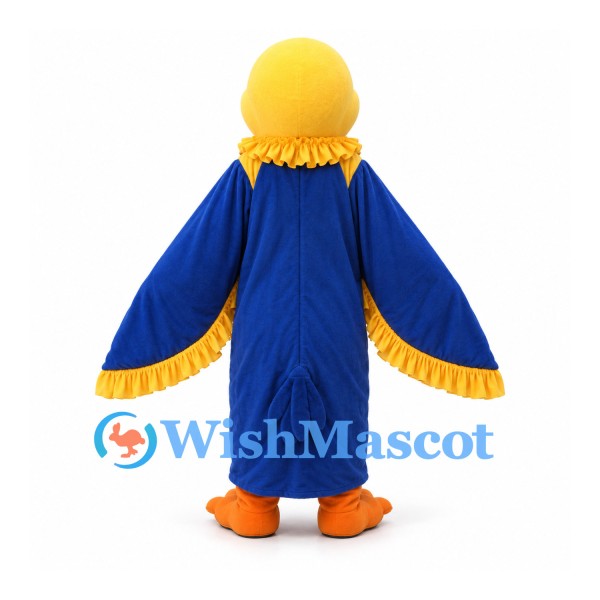 Owl Mascot Costume in Blue and Yellow with Broad Wings