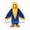 Owl Mascot Costume in Blue and Yellow with Broad Wings