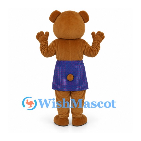 Bear Mascot Costume in Brown with Purple Skirt
