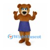 Bear Mascot Costume in Brown with Purple Skirt