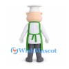 Chef Mascot Costume with White Hat and Green Apron