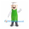 Chef Mascot Costume with White Hat and Green Apron