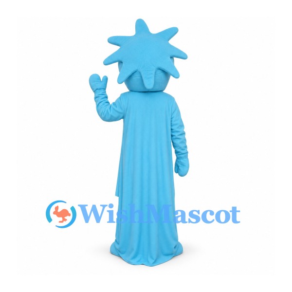Statue of Liberty Mascot Costume in Blue with Spiked Crown and Robe