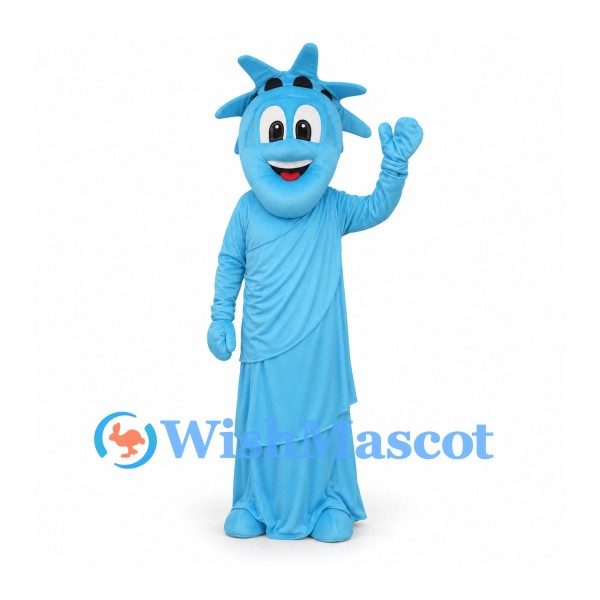 Statue of Liberty Mascot Costume in Blue with Spiked Crown and Robe