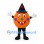 Pumpkin Mascot Costume with Black Witch Hat and Smiling Face