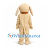 Dog Mascot Costume in Cream with Long Ears and Brown Collar