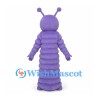 Caterpillar Mascot Costume in Purple with Segmented Body and Antennae