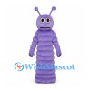 Caterpillar Mascot Costume in Purple with Segmented Body and Antennae
