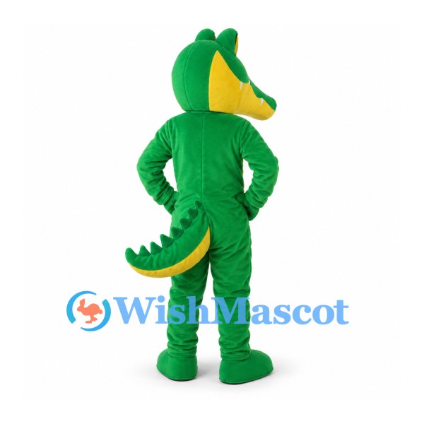 Crocodile Mascot Costume in Green with Yellow Belly and Long Snout