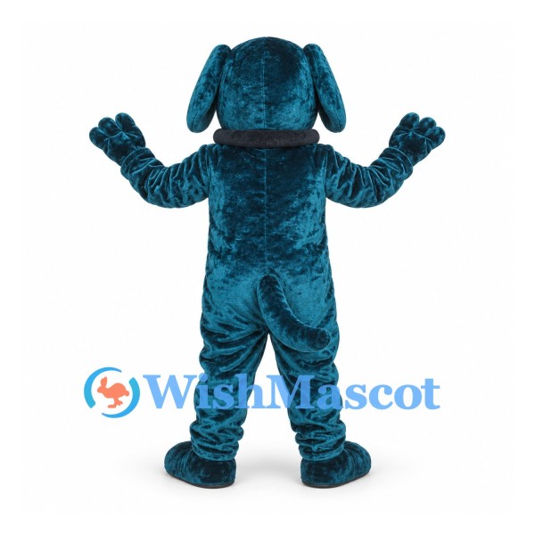 Monster Mascot Costume in Dark Teal with Floppy Ears and Fangs