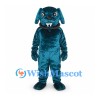 Monster Mascot Costume in Dark Teal with Floppy Ears and Fangs