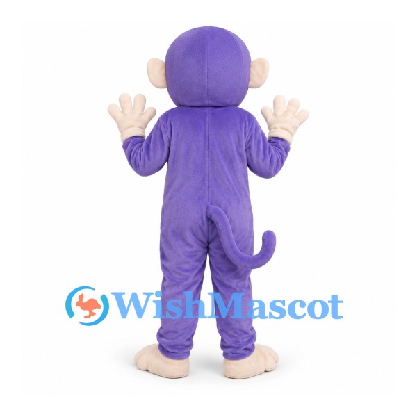 Monkey Mascot Costume in Purple with Cream Face and Hands