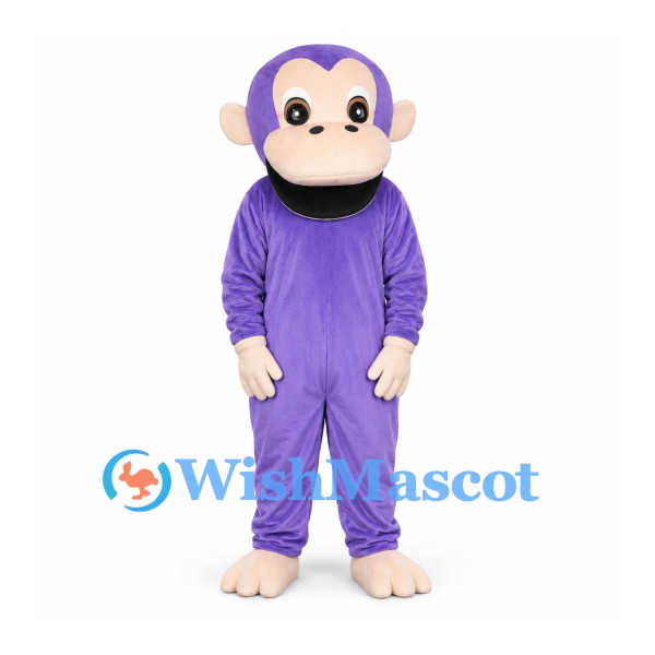 Monkey Mascot Costume in Purple with Cream Face and Hands