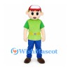 Boy Mascot Costume with Green Shirt and Red Cap
