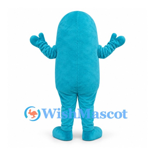 Monster Mascot Costume in Turquoise with Red Nose and Toothy Mouth