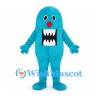 Monster Mascot Costume in Turquoise with Red Nose and Toothy Mouth
