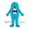 Monster Mascot Costume in Turquoise with Red Nose and Toothy Mouth