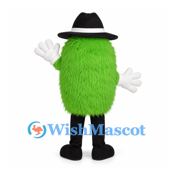 Monster Mascot Costume in Lime Green with Black Hat