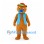 Bear Mascot Costume in Tan with Blue Vest and Red Cap