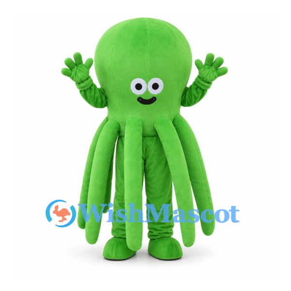 Octopus Mascot Costume in Green with Hanging Tentacles