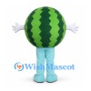 Watermelon Mascot Costume with Green Stripes and Smiling Face