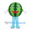 Watermelon Mascot Costume with Green Stripes and Smiling Face