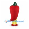 Chili Pepper Mascot Costume in Red with Green Stem