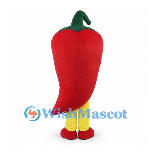 Chili Pepper Mascot Costume in Red with Green Stem
