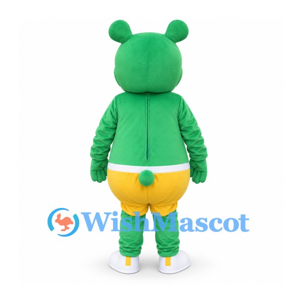 Bear Mascot Costume in Green with Yellow Briefs