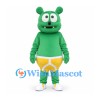 Bear Mascot Costume in Green with Yellow Briefs