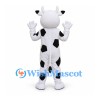 Cow Mascot Costume in White with Black Patches and Small Horns