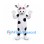 Cow Mascot Costume in White with Black Patches and Small Horns