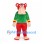 Monkey Mascot Costume in Red with Green Shirt and Long Muzzle