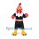 Rooster Mascot Costume in Black with White Head and Colorful Belt