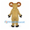 Ram Mascot Costume in Tan with Large Curled Horns