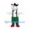 Cow Mascot Costume with Green Overalls and Black Bowler Hat