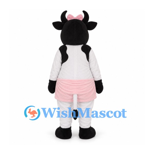 Cow Mascot Costume with Pink Skirt and Head Bow