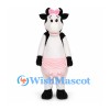 Cow Mascot Costume with Pink Skirt and Head Bow