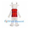 Goat Mascot Costume in White with Red Plaid Vest