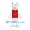 Goat Mascot Costume in White with Red Plaid Vest